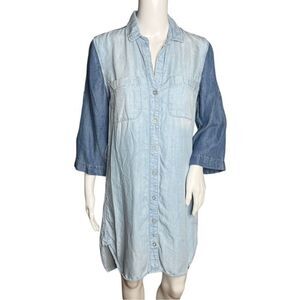 Cloth & Stone Dress Women Small Blue Chambray Denim Shirt Dress Casual Versatile